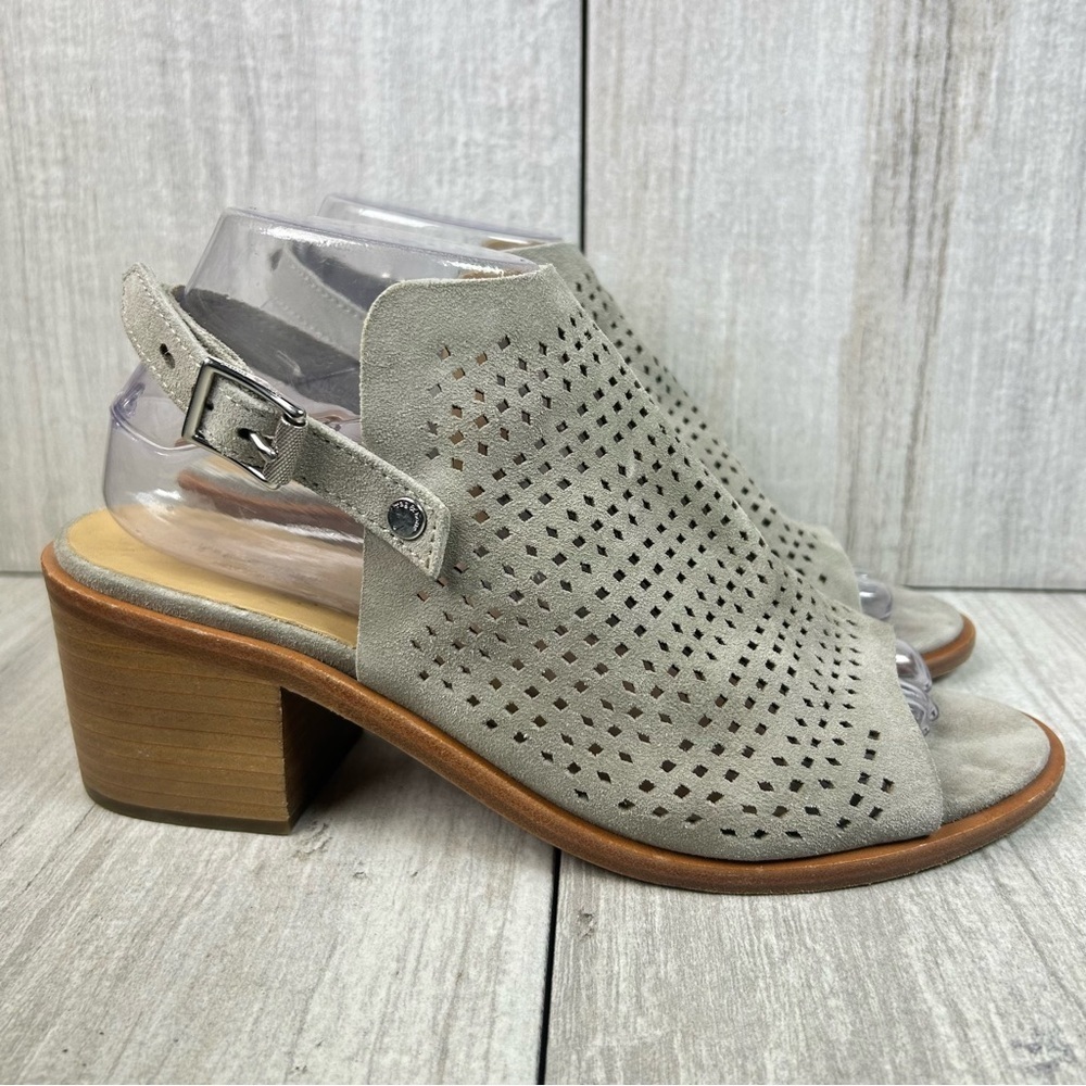 Rag & Bone Wyatt Gray Suede Heeled Open Toe Slingback Sandal Women Size 9 EUR 39